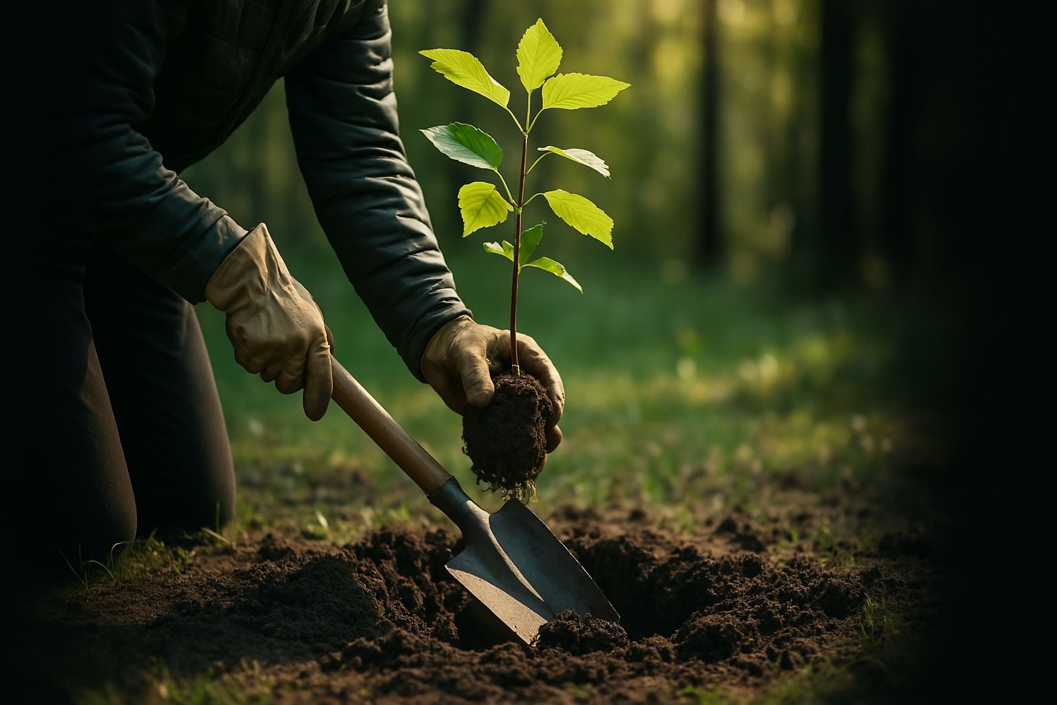 A young tree being planted